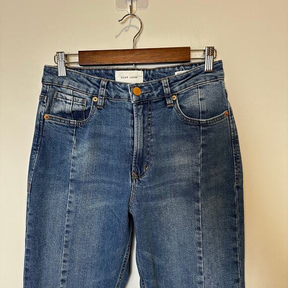 Dear John Jodi Super High Rise Raw Hem Straight Jeans Size 28 Speechless Wash - Picture 5 of 15